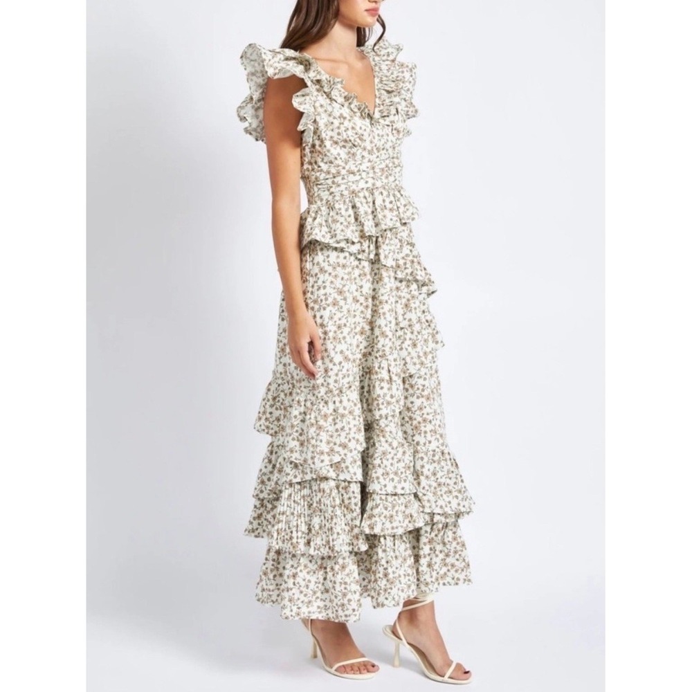 En Saison Gianna Maxi Dress Ruffled Tiered Floral Boho Free People Size Medium - Picture 2 of 14